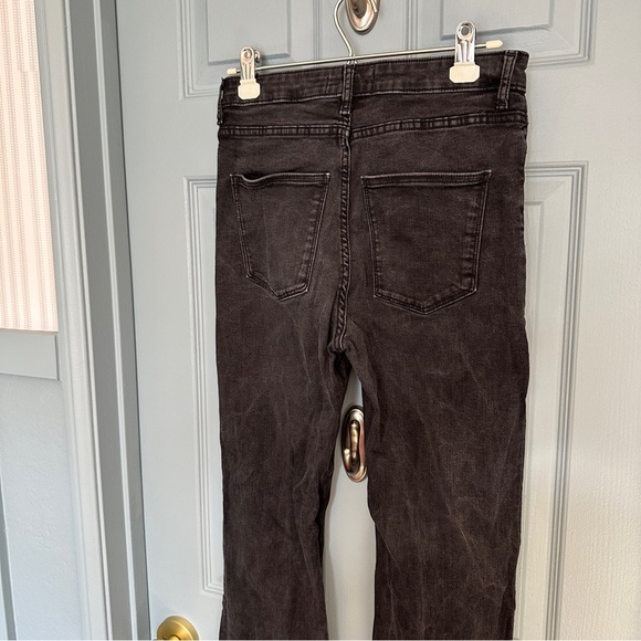 ZARA Women's Mid Rise Skinny Boot Cut Washed Black Denim Jeans - Picture 8 of 8